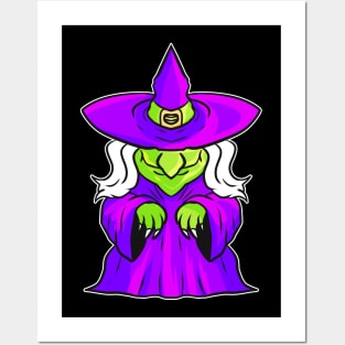 Kawaii Cute Old Evil Witch Halloween Posters and Art